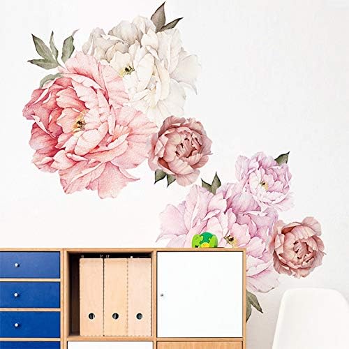 Watercolor Peony Flowers Wall Decals for Bedroom and Living Room