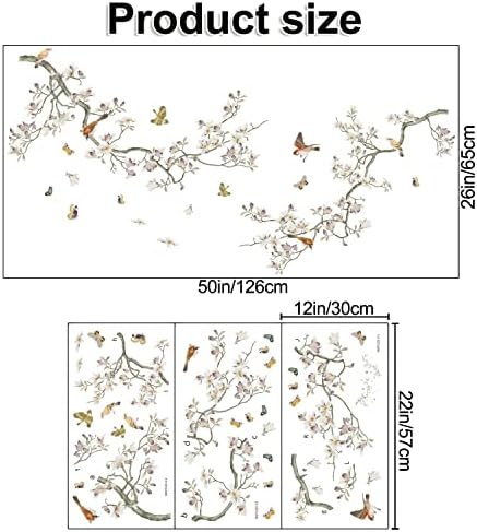 3D Curved Tree Branches with Colorful Flying Birds Wall Decals