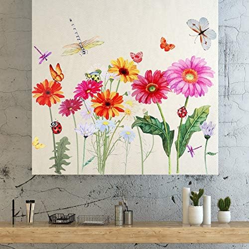 Zonon 64 Pcs Flower Butterfly Wall Decals Peel and Stick Art for Home Decor