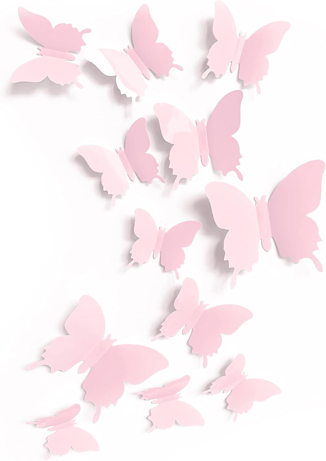 Cute Pink Butterfly Wall Decor Set of 24