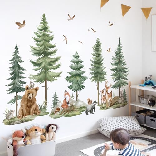 Wondever Mountain Tree Wall Stickers for Kids Bedroom Baby Nursery Decor