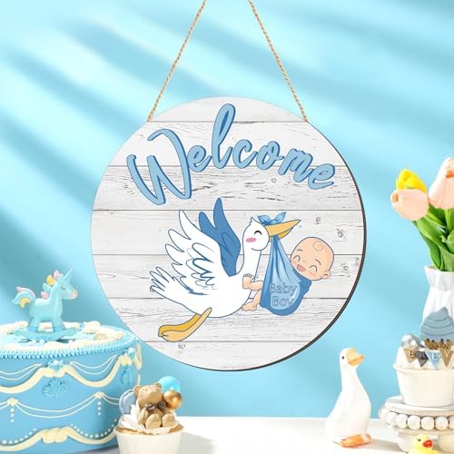 Chunful Baby Boy Welcome Sign Hanging Wreath