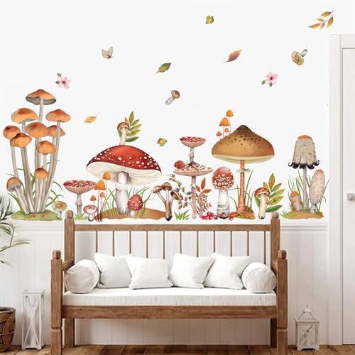 Decalmile Woodland Mushroom Wall Decals for Girls Room