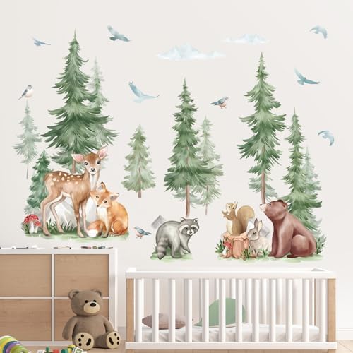 Wondever Mountain Tree Wall Stickers for Kids Room