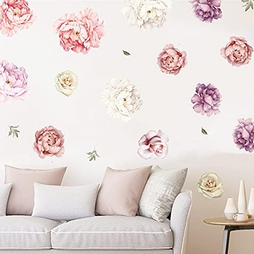 Large Floral Wall Decals 15 Peonies Stickers for Home Decor