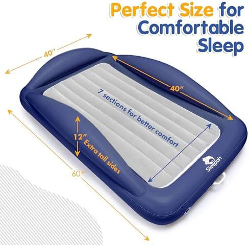 Sleepah Inflatable Toddler Travel Bed with Safety Rails and Carry Case