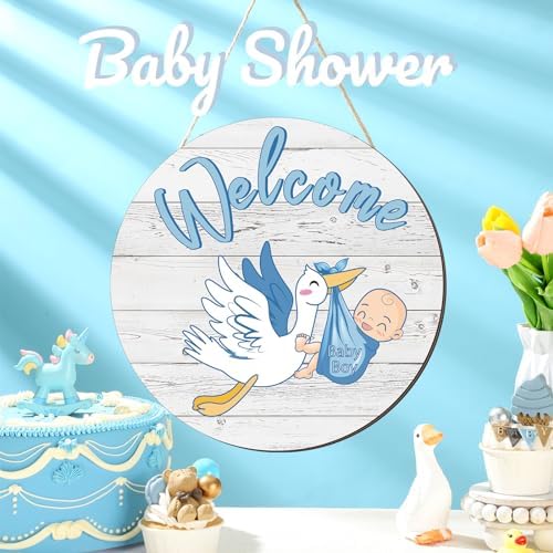 Chunful Baby Boy Welcome Sign Hanging Wreath