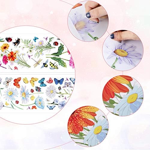 Zonon 64 Pcs Flower Butterfly Wall Decals Peel and Stick Art for Home Decor