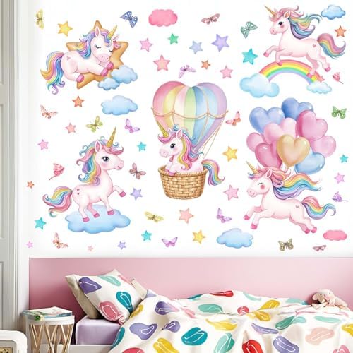 Amimagen Unicorn Rainbow Wall Decals for Kids