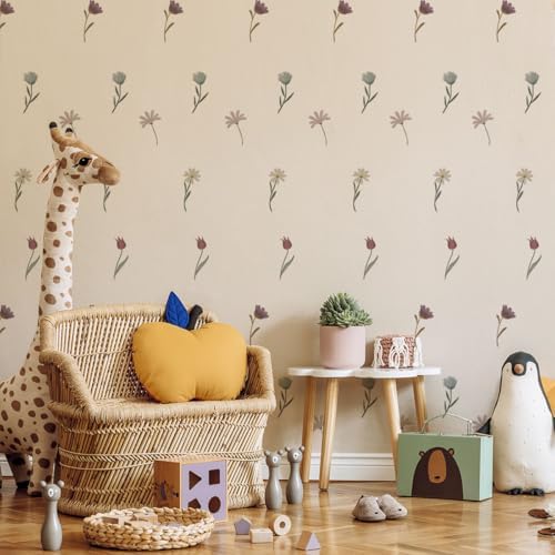 Boho Wildflower Wall Stickers for Girls Bedroom Decor