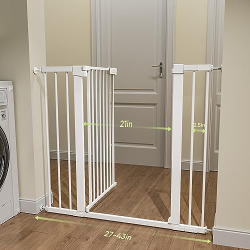 BabyBond 36 Inch Extra Tall Dog Gate with Auto Close and Pressure Mounting Kit White