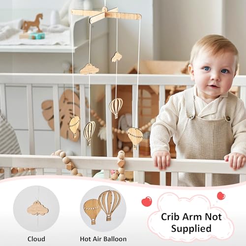 SANDOO Wooden Hot Air Balloon Crib Mobile