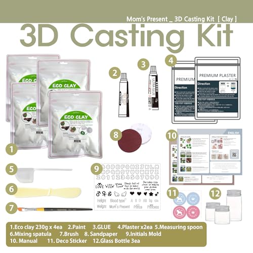Momspresent Baby Hand Footprint Casting Kit with Silver Frame