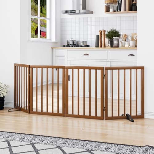 Freestanding Pet Gate Foldable Dog Gate 74 Inches Wide