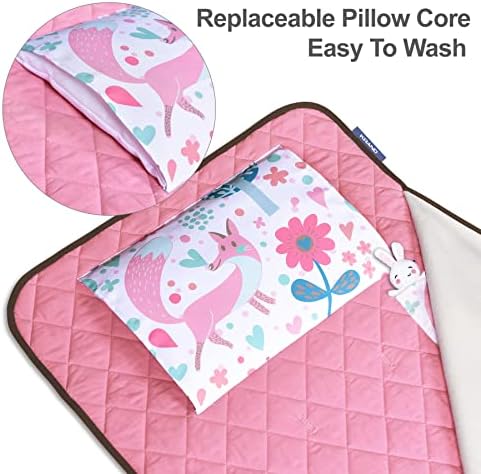 Toddler Nap Mat with Cotton Inner and Pillow for Daycare Travel