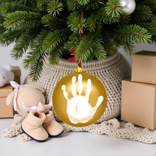 Tiny Ideas Christmas Baby Print Ball Ornament with Paint