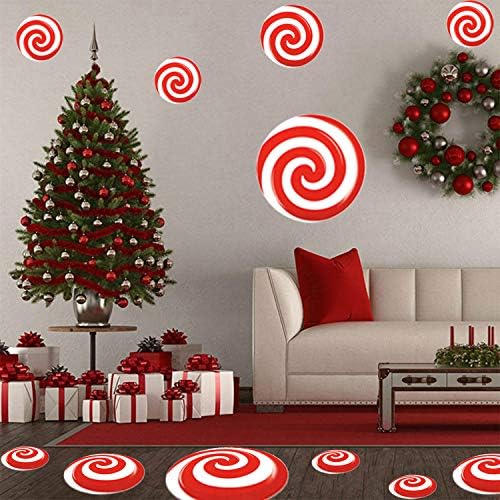 24 PCS Peppermint Floor Decals Stickers - 3 Sizes Christmas Candy Party Decorations