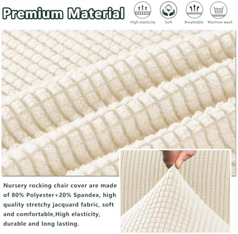 Nursery Rocking Chair Cover Soft Spandex Jacquard Slipcover with Elastic Bottom