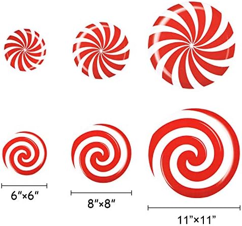 24 PCS Peppermint Floor Decals Stickers - 3 Sizes Christmas Candy Party Decorations