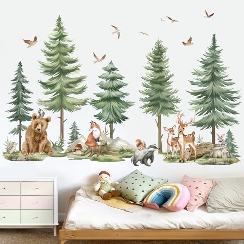 Wondever Mountain Tree Wall Stickers for Kids Bedroom Baby Nursery Decor