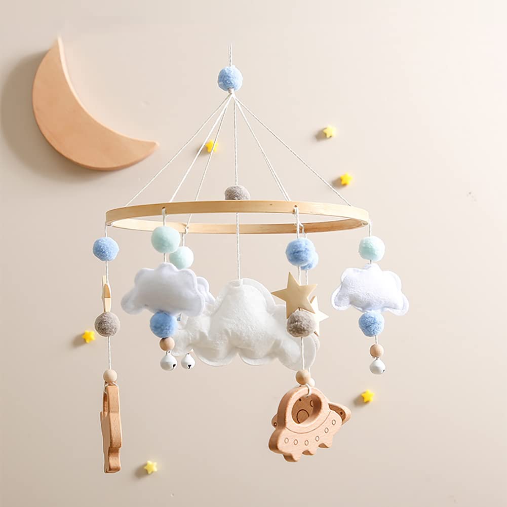 Baby Musical Crib Mobile with Rotating Wooden Pendant