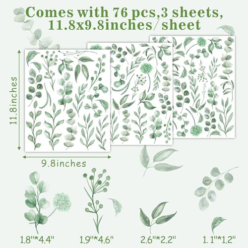 Barri Design Green Leaves Wall Stickers Boho Decor
