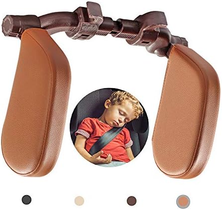 JSKRL Car Headrest Pillow 360 Adjustable PU Leather Support Cushion for Kids Adults Travel Sleeping