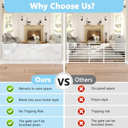 WOMHOM Reinforced 120 Inch Retractable Baby Gate