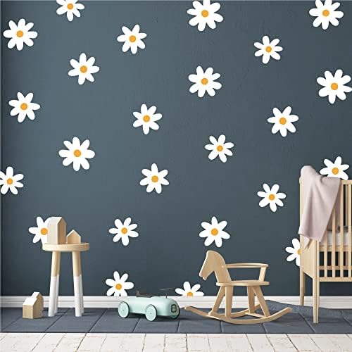 Flower Vinyl Daisy Wall Decals Peel and Stick for Nursery and Living Room