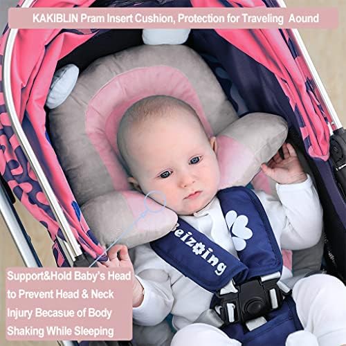 KAKIBLIN Infant Car Seat Insert Soft Head Body Support Cushion 2-in-1 Reversible for Car Seats Strollers Bouncers Pink