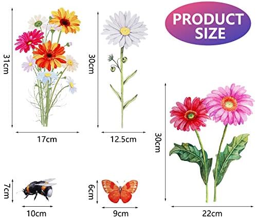 Zonon 64 Pcs Flower Butterfly Wall Decals Peel and Stick Art for Home Decor