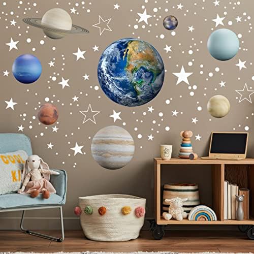 Glow in The Dark Stars Solar System Wall Decals for Kids Room