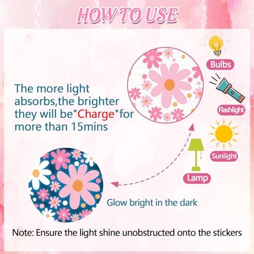Glow in the Dark Daisy Wall Decals Set for Kids Rooms