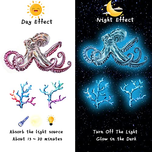 Sabary 4 Piece Glow in the Dark Ocean Wall Decals