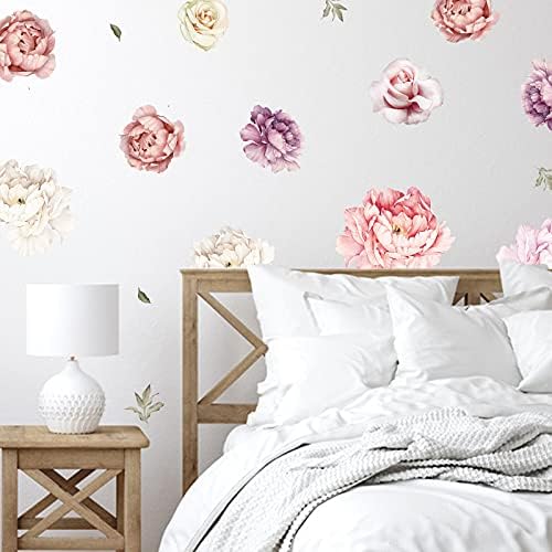 Large Floral Wall Decals 15 Peonies Stickers for Home Decor