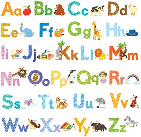 DECOWALL DS8-1608 Watercolor Animal Alphabet Wall Stickers