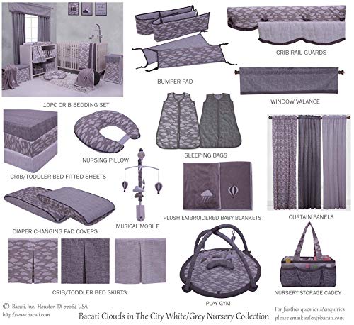 Bacati Clouds in The City Musical Mobile White Grey