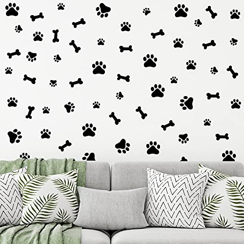 76 Pieces Black Dog Paw Decal Wall Sticker