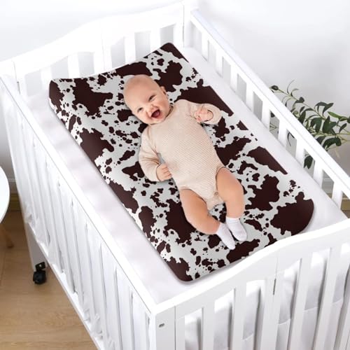 Brown Cow Print Changing Pad Cover for Baby 1
