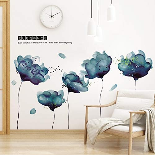 Amaonm 3D Light Blue Dream Flower Wall Sticker for Girls and Kids Rooms
