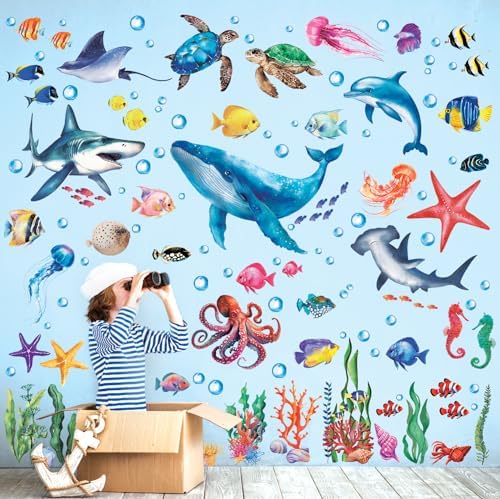 DECOWALL DS12-8078 Sea Animals Wall Stickers for Kids