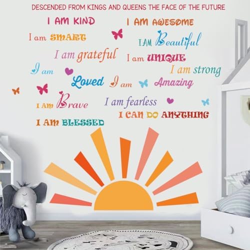 Inspirational Quotes Half Sun Peel and Stick Wall Decals for Baby Nursery Decor