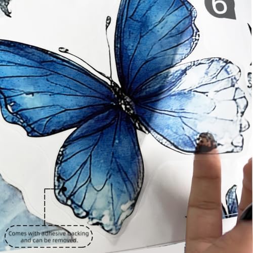 2 Sheets Blue Butterfly Wall Decals for Kids Room