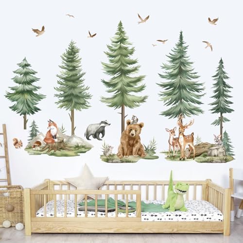 Wondever Mountain Tree Wall Stickers for Kids Bedroom Baby Nursery Decor