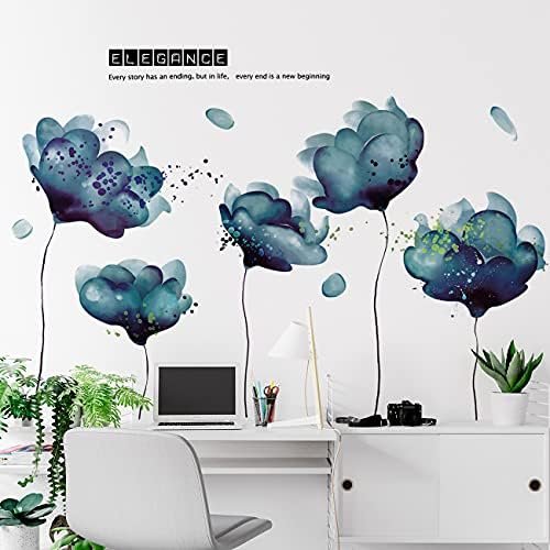 Amaonm 3D Light Blue Dream Flower Wall Sticker for Girls and Kids Rooms
