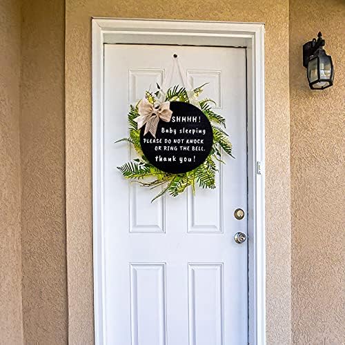 Yalikop Cute Bow Baby Door Sign 10 Inches Round Black