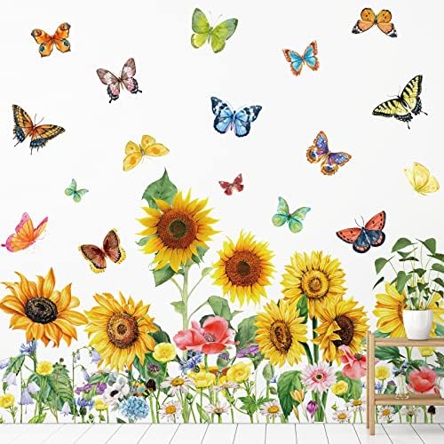 2 Sheets Flowers Wall Decals for Girls Bedroom Decor