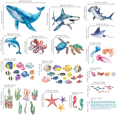DECOWALL DS12-8078 Sea Animals Wall Stickers for Kids