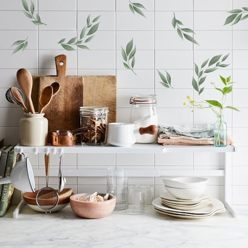 LHIUEM Green Leaves Wall Stickers 56PCS Boho Decor