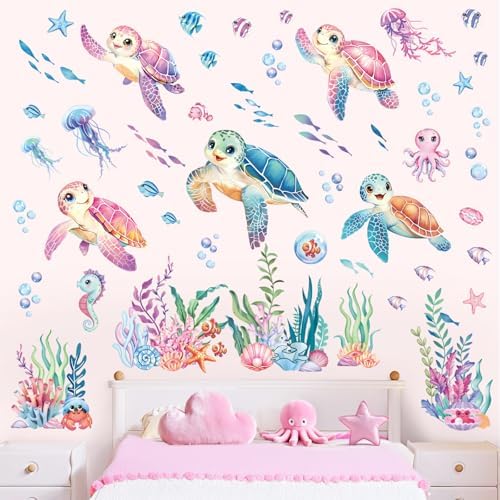 Decalmile Sea Turtles Ocean Wall Decals Stickers